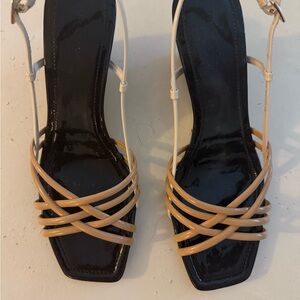 Tory Burch Black and Cream Lace Up Boots